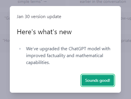 ChatGPT updated to Jan 30 version